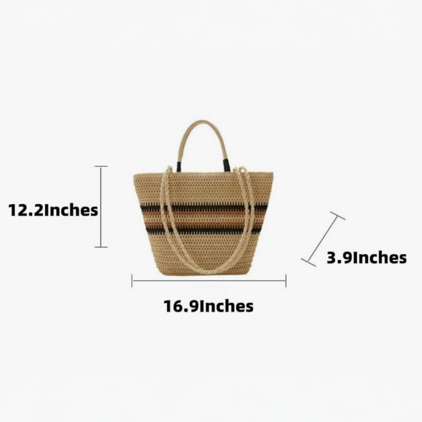 Striped Straw Beach Tote Bag – Summer Shoulder Bag
