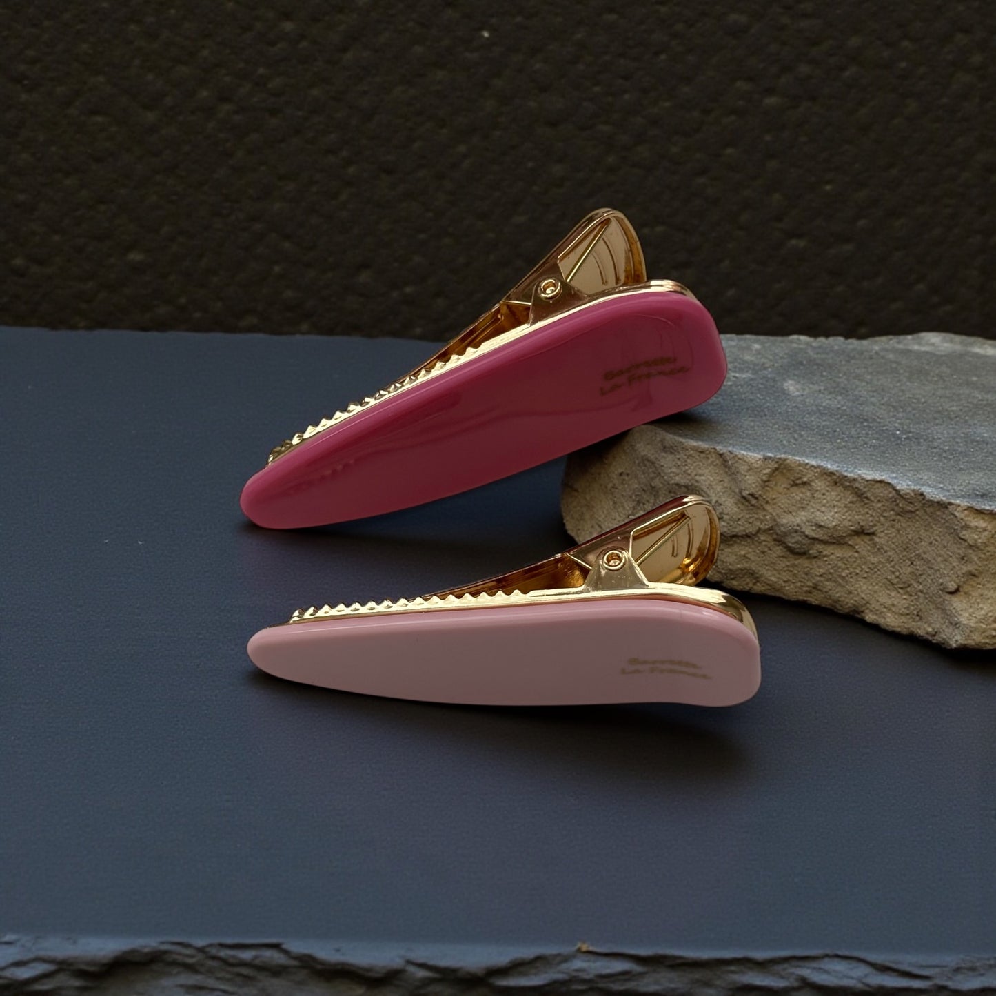 Glossy French Barrette Hair Clip – 6 cm (2.36 in), Gold Metal Tone