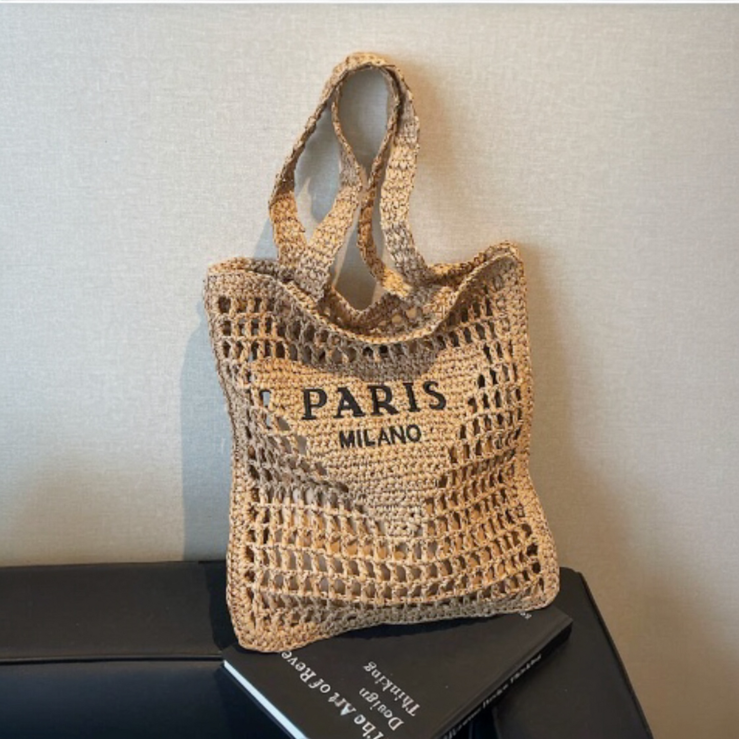 Paris Milano Crochet Straw Tote Bag – Boho Summer Shoulder Bag