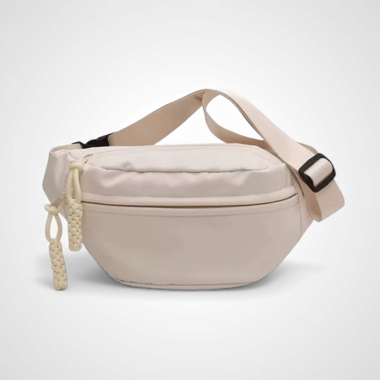 Everyday Crossbody Belt Bag with Cute Bunny Pins – Cream & Black