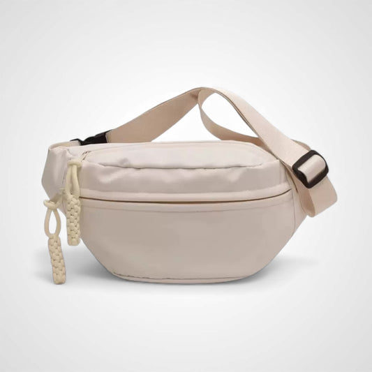 Everyday Crossbody Belt Bag with Cute Bunny Pins – Cream & Black