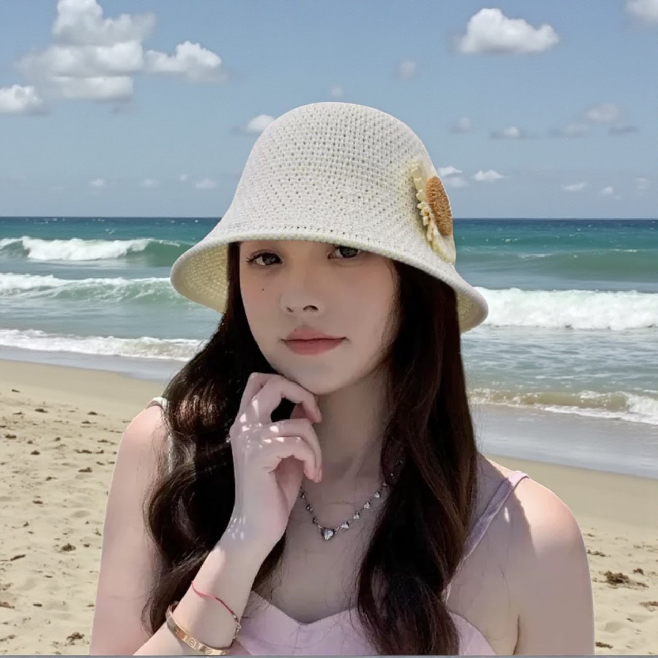 Daisy Crochet Sun Hat-2 Colors