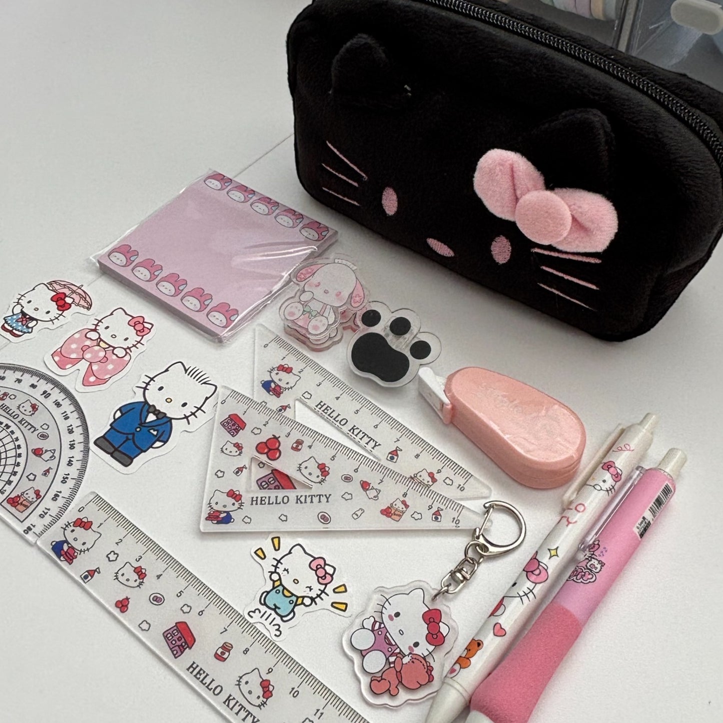 Mini Hello Kitty Stationery Set with Plush Pencil Case